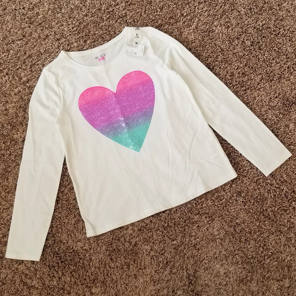 The Children's Place Sequin Heart Tee NEW